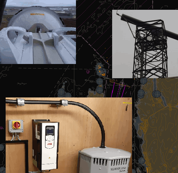 Collage of new VTS System parts overlaid on HMI screenshot