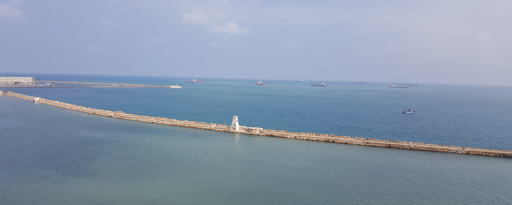 View of port approaches from radar mast